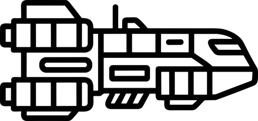 Futuristic spaceship vector icon, science fiction spacecraft outline drawing © Ala