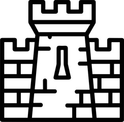 Fortress wall icon, castle turret, ancient stronghold, medieval architecture, defense symbol © Ersel
