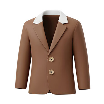 Brown blazer with white collar and two buttons