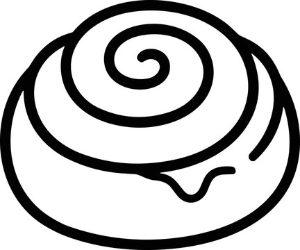Simple Line Art Cinnamon Roll Icon with Drizzle