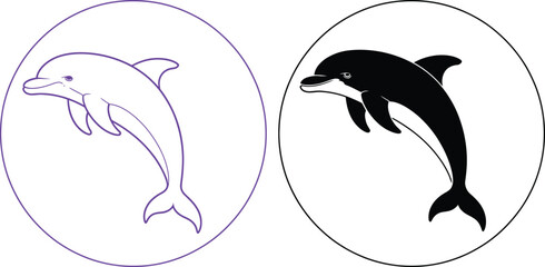 Killer whale leaping from water vector illustration © MelonChandro