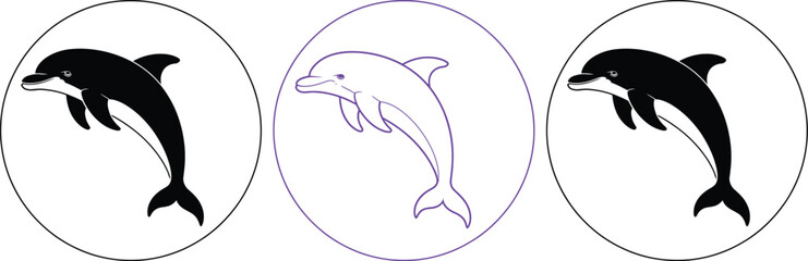 Killer whale jumping out of water three stages vector illustration © MelonChandro