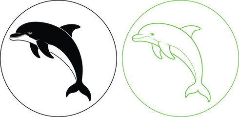 Killer whale leaping out of water vector illustration © MelonChandro