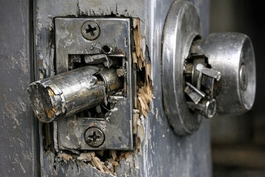 A detailed view of a metal door handle