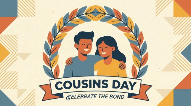 Happy cousins celebrating with laurel wreath