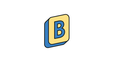 Letter b in stylized bold rounded rectangle with blue shadow © pham