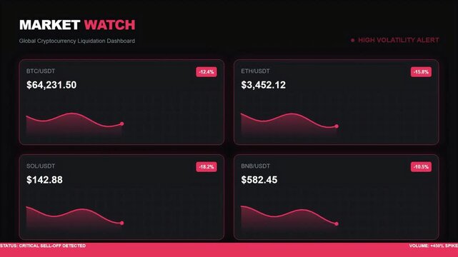 Cryptocurrency Market Watch Global Liquidation Dashboard Showing Declines