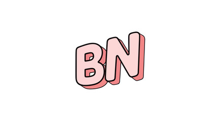 Pink three dimensional letters b and n with black outline © pham