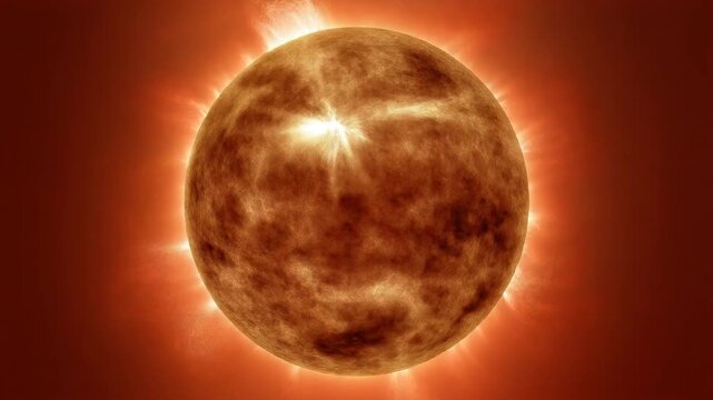 Abstract Representation of Sun Surface with Turbulent Plasma Flows on Transparent Background, Solar Flare Motion Graphics Full HD
