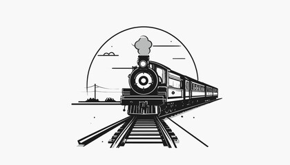 Vintage steam locomotive engine on tracks. © ajji