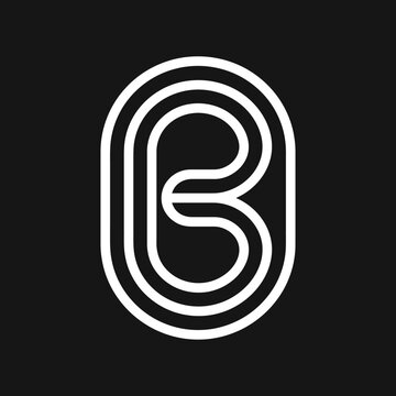 Minimalist white monoline letter B loop logo