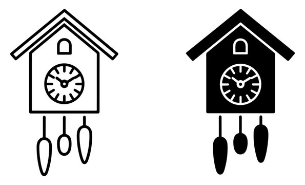 cuckoo clock vector icon outline filled