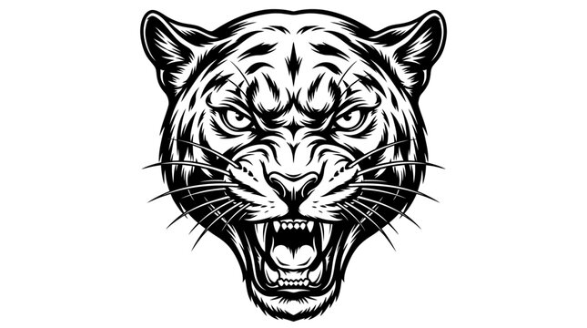 Snarling black panther mascot head
