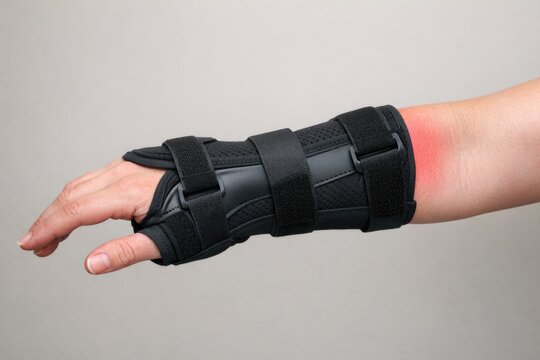 A person's hand with a splint on it, suitable for medical or first aid themed illustrations