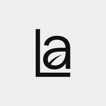 Black LA monogram logo with leaf detail element.