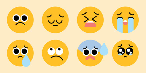 Fototapeta premium Expressive emoji faces collection vector