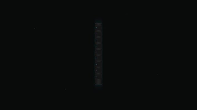 Digital server rack tower floating in abstract dark cyberspace environment