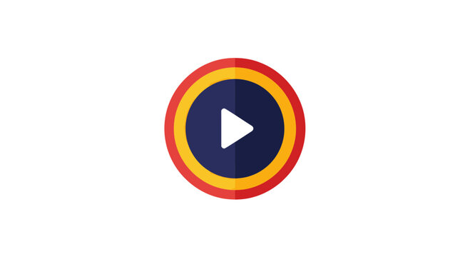 Colorful circular play button icon for media players