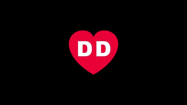 Pulsing Red Heart Icon With Dd D+d D D Breathing Love Symbol Loop Animation On Black Background