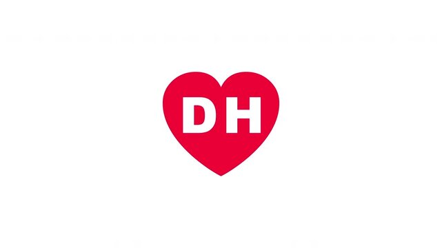 Pulsing Red Heart Icon With Dh D+h D H Breathing Love Symbol Loop Animation On White Background