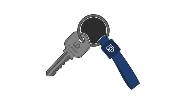 A vector graphic illustration of a key and a blue key fob on a transparent background Typical brazilian food,