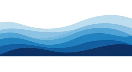 Naklejka premium Abstract Blue Wave Background with Layered Gradient Curves for Minimalist Graphic Design and Web Header Use
