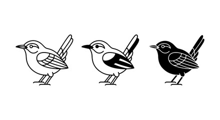 Charming Bird Icons Set, Simple Vector Graphics for Nature Designs, Outline and Silhouette Styles © Riyaz