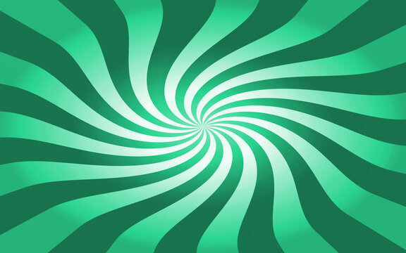 Swirling green and white spiral vortex pattern with curved radial lines and soft gradient effects