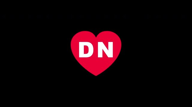 Pulsing Red Heart Icon With Dn D+n D N Breathing Love Symbol Loop Animation On Black Background