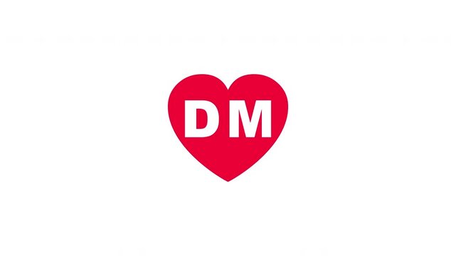 Pulsing Red Heart Icon With Dm D+m D M Breathing Love Symbol Loop Animation On White Background