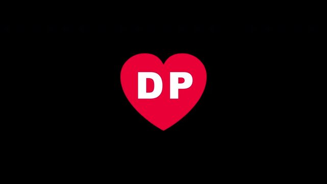 Pulsing Red Heart Icon With Dp D+p D P Breathing Love Symbol Loop Animation On Black Background