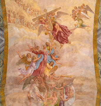 PIETRASANTA, ITALY - JUNE 24, 2026: The fresco of Coronation of Virgin Mary in the church Cattedrale di San Martino by Luigi Ademollo (1764 - 1839)