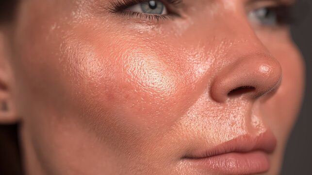 Woman displays her healthy glowing skin.