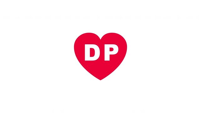 Pulsing Red Heart Icon With Dp D+p D P Breathing Love Symbol Loop Animation On White Background