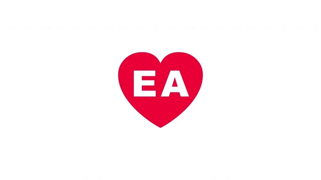 Pulsing Red Heart Icon With Ea E+a E A Breathing Love Symbol Loop Animation On White Background