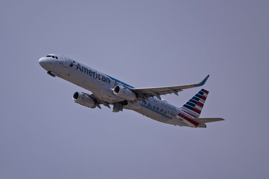 Sunport International Airport 7-5-2026 Albuquerque, NM USAAmerican Airlines Airbus A321 N167AN Medal of Honor livery departure from runway 8 at Albuquerque Sunport international airport.
