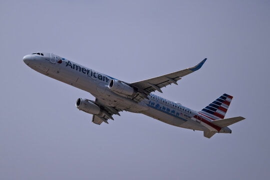 Sunport International Airport 7-5-2026 Albuquerque, NM USAAmerican Airlines Airbus A321 N167AN Medal of Honor livery departure from runway 8 at Albuquerque Sunport international airport.