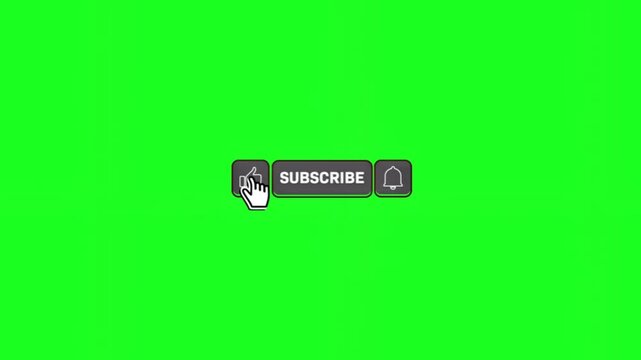Youtube subscribe button icons on green screen background for video