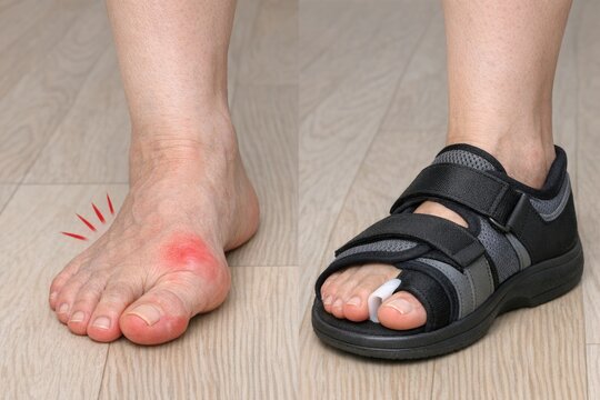 A close-up shot of a person's foot with a red spot, possibly an injury or a medical condition