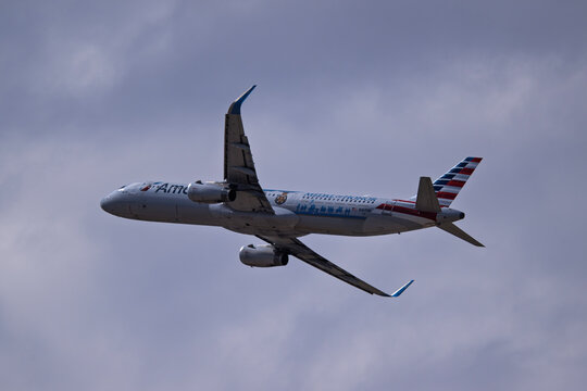 Sunport International Airport 7-5-2026 Albuquerque, NM USAAmerican Airlines Airbus A321 N167AN Medal of Honor livery departure from runway 8 at Albuquerque Sunport international airport.