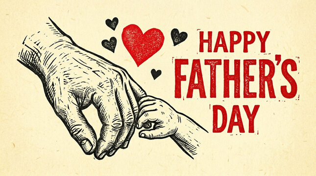 Heartwarming father's day illustration of interlocking hands