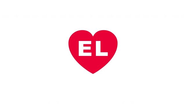 Pulsing Red Heart Icon With El E+l E L Breathing Love Symbol Loop Animation On White Background
