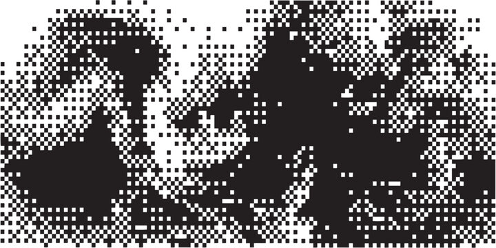 Abstract pixelated pattern with contrasting dark and light areas.
