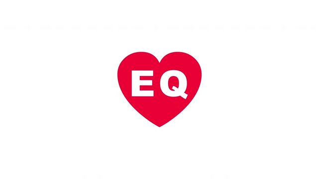 Pulsing Red Heart Icon With Eq E+q E Q Breathing Love Symbol Loop Animation On White Background