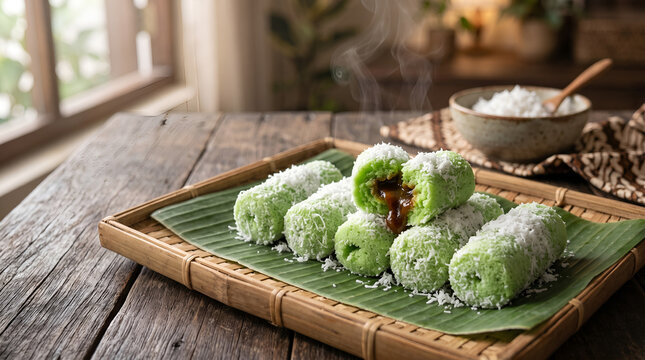 putu cake indonesian dessert