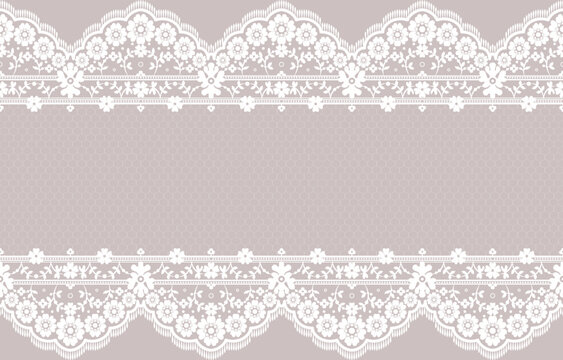 Abstract lace ribbon seamless pattern with elements flowers