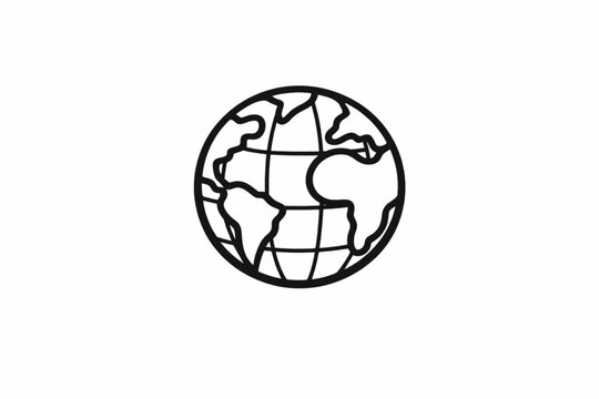 Outline Globe Earth Vector Icon | Global Network Symbol Adobe Illustrator Artwork