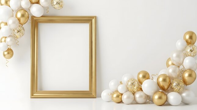 Golden frame with white and orange flowers