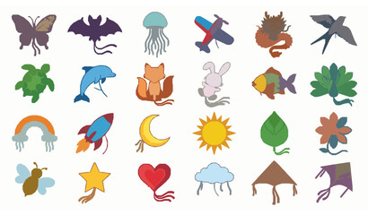 Festive Flying Kite Vector Illustration Set Colorful Cartoon Kites for Kids Summer Festival Isolated on White Background © Goutom