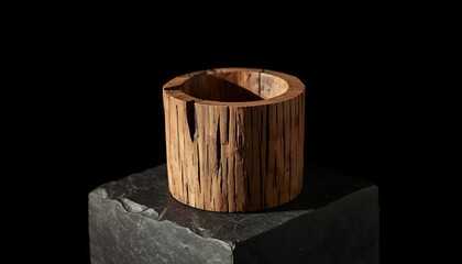 Fototapeta premium Artisan Storage Product Photography of Neem Wood Box on Charcoal Slate